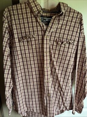 XL Wrangler George Strait collection - Brown Plaid Button-Down Shirt - Men